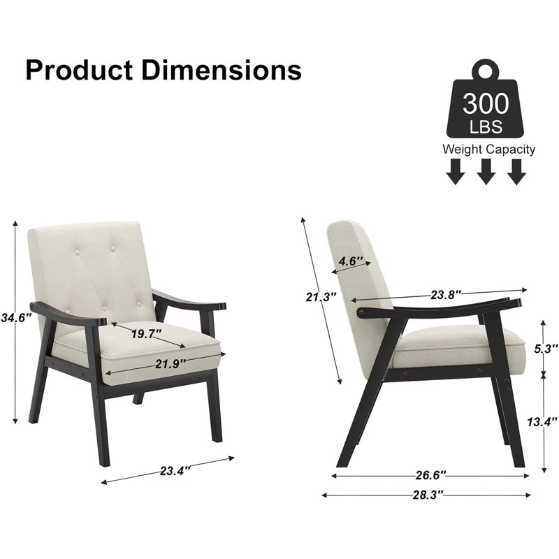 Fauteuil capitonné large de 23,4 po Kyrion