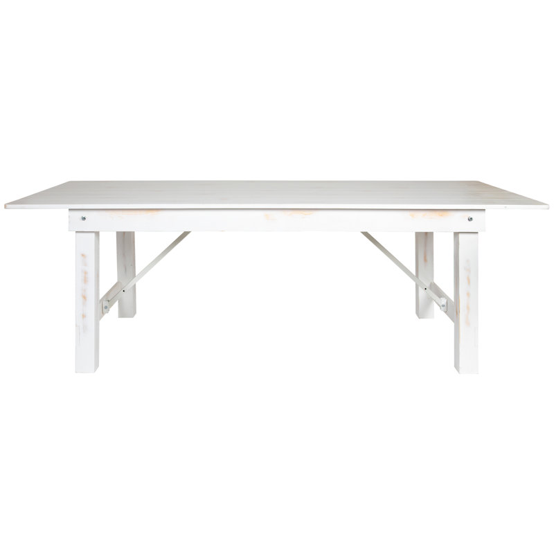 Dejon Rectangular Rustic Solid Pine Folding Dining Table by Flash Furniture, Antique Rustic White, 30"H x 96"L x 40"W