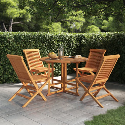 Jamaur 4 - Person Teak Round Solid Wood Patio Dining Set