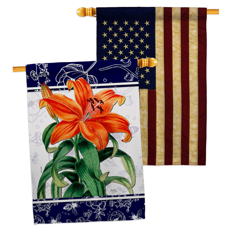 Drapeau de maison 40 x 28 po lys orange en polyester à 2 faces