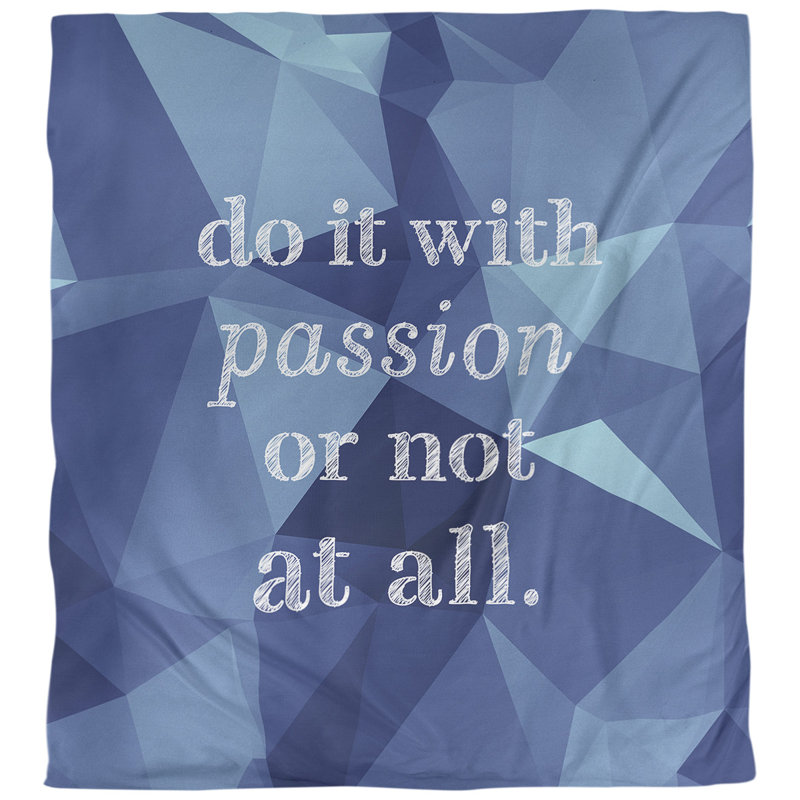 Housse de couette simple avec citation inspiration passion, Housse de couette pour grand lit, Saphir