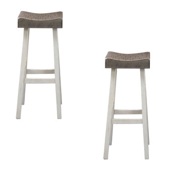 Bianca Barstool Set Of 2, Saddle Seat, Farmhouses Style Solid Wood