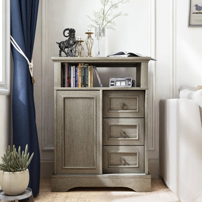 Farmhouse Storage Cabinet With Drawers And Adjustable Shelves
