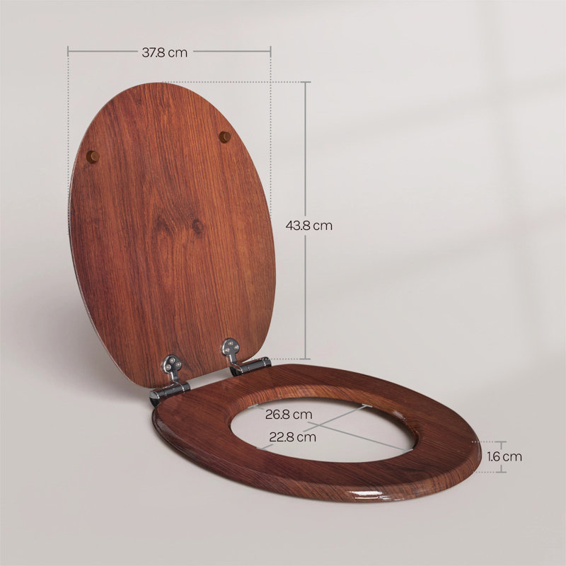 Toilet Seat, Soft Close WC Seat with Strong Hinge Ideal for Standard Toilet, Walnut