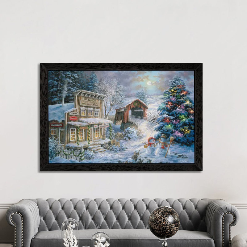 Country Shopping by Nicky Boehme - Floater Frame Painting on Canvas, Black, 101.6 cm H x 66.04 cm W