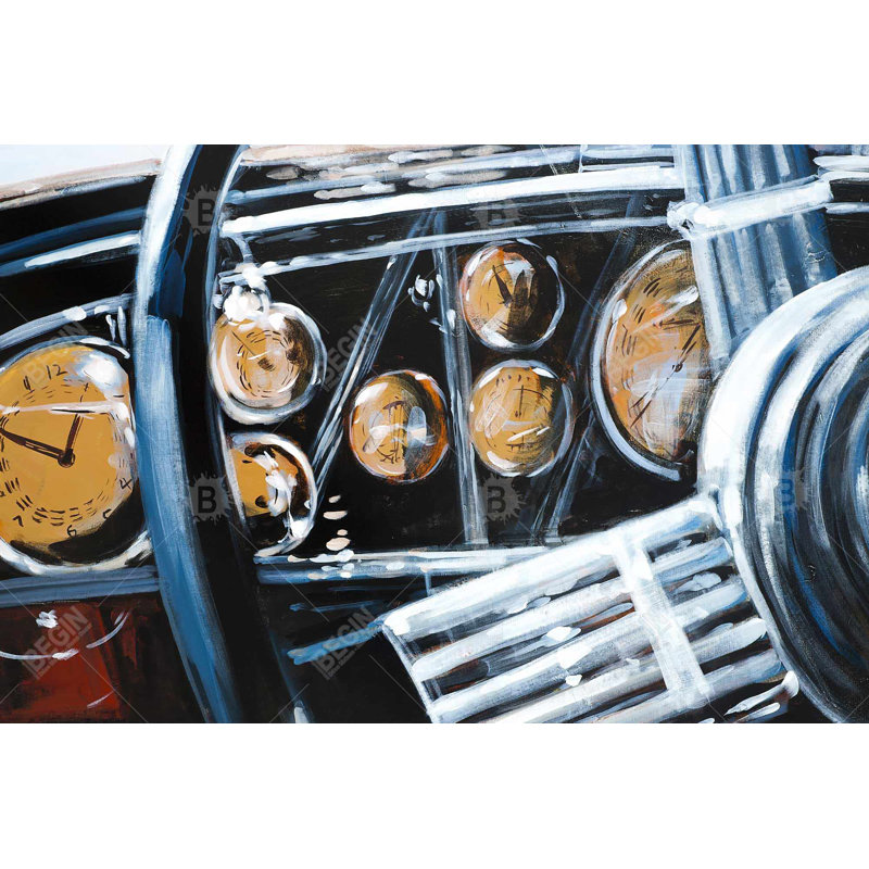Reproduction matelassée de bureau intérieur de voiture rétro | Décoration intérieure, H 24 po x l 36 po, Noir