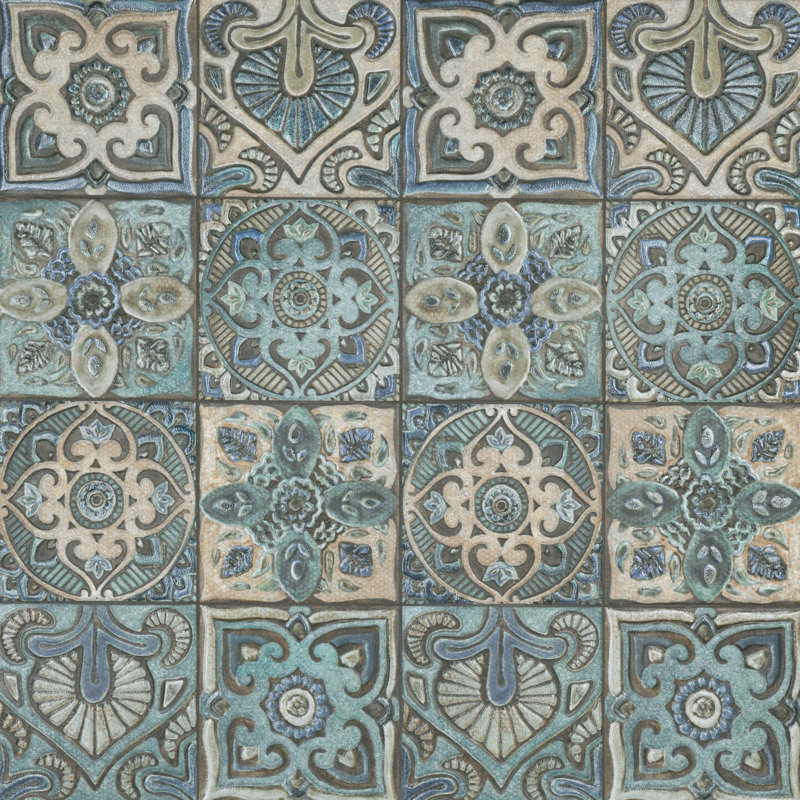 Carreau de céramique à motif mandala 8 po x 8 po