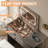  3-in-1 Small Farmhouse Makeup Vanity, Sliding Stool, Fold-up Panel, Divided Storage, Gray-217470544