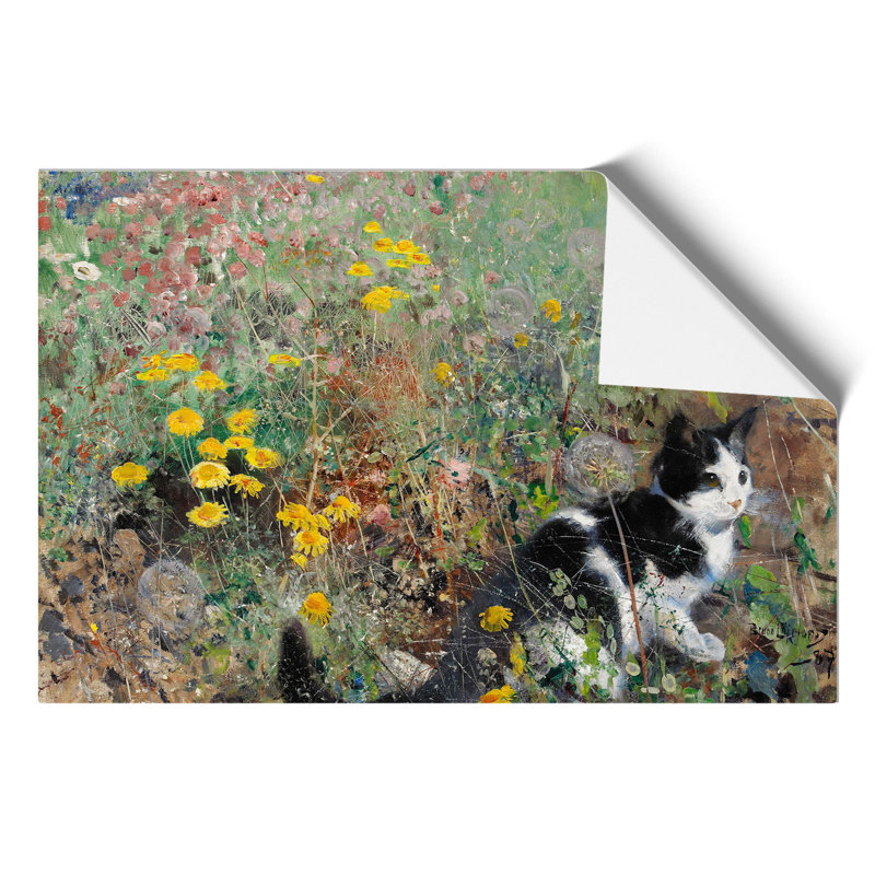 Cat on a Flowerbed by Bruno Liljefors - Frameless Print, 21cm H x 30cm W x 0.1cm D