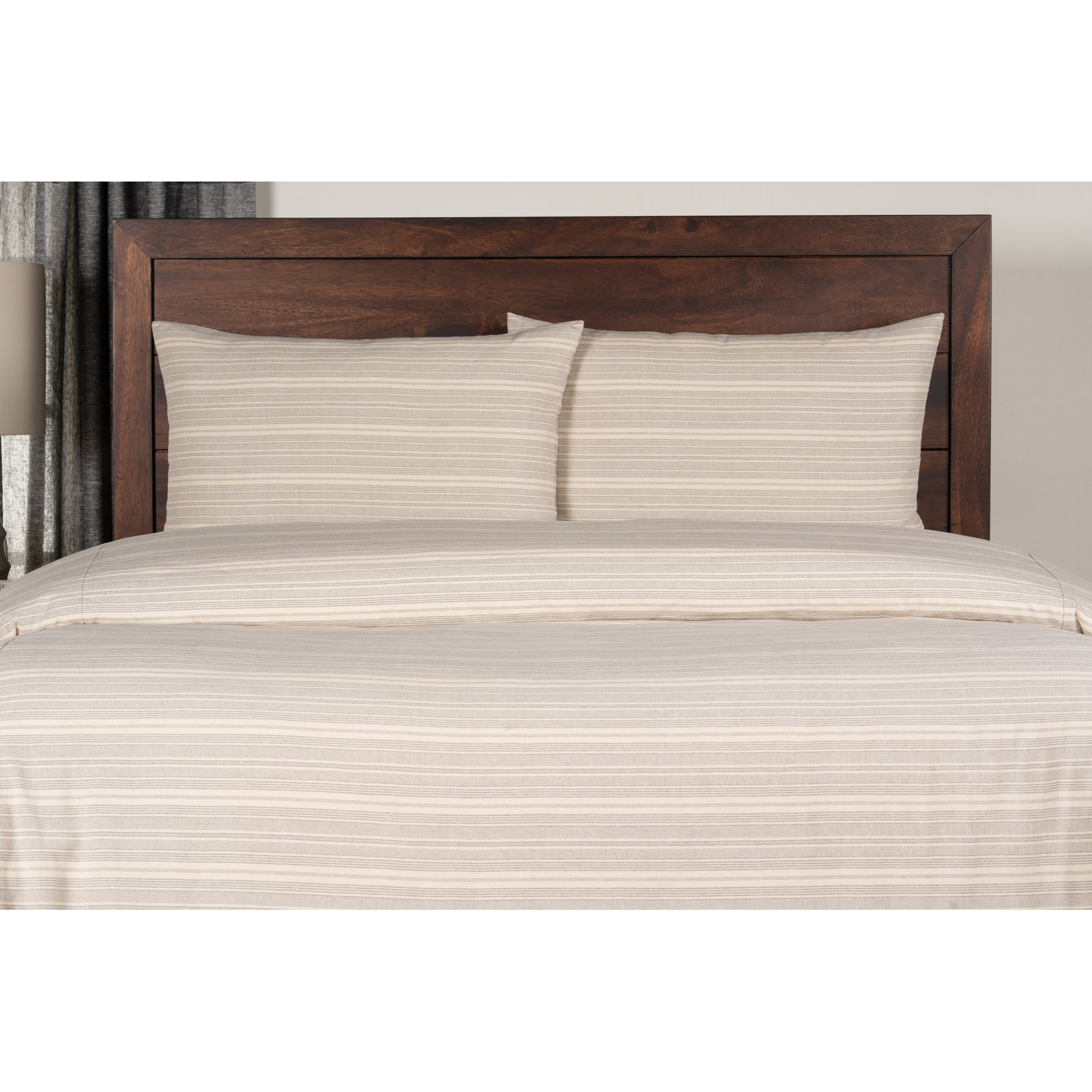 Siscovers Cotton Blend 7-Piece Duvet Cover Set, Gray/Cream Striped, Queen Duvet Cover + 5 Additional Pieces
