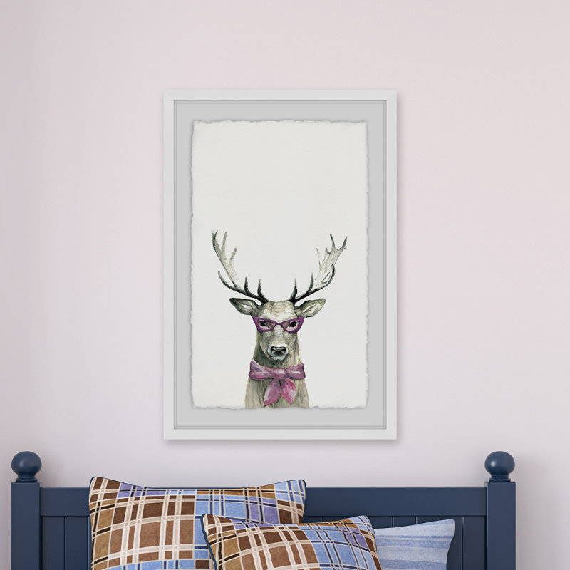 «Caravelle Po-Faced Deer», reproduction encadrée, H 30 po x l 20 po x P 1,5 po, Cadre blanc