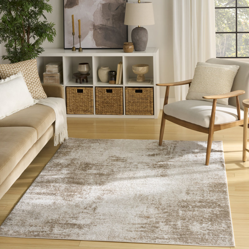 Tapis taupe ivoire 4 pi x 6 pi Mathews, Rectangle 4pi x 6 pi