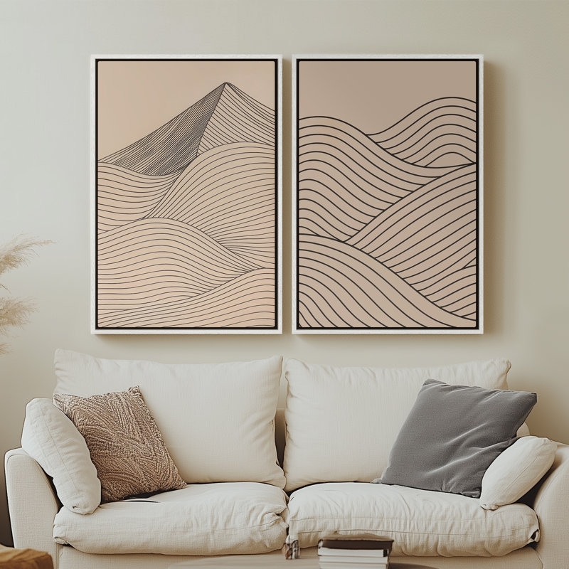Art mural encadré sur toile, rétro muraux abstraits pour chambre à coucher, H 24 po x l 16 po, Blanc
