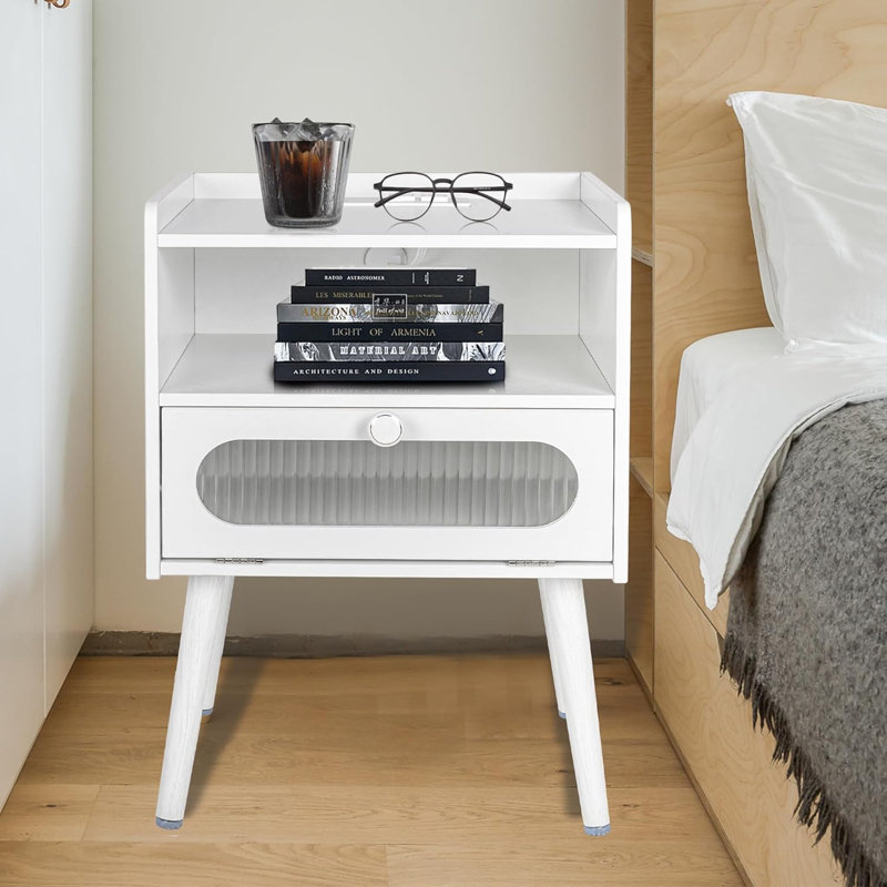 Table de chevet Leggon, Blanc