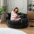 59.8" W Oversized Chenille Upholstered Boneless Round Barrel Chair with 8 Matching Pillows-177336520