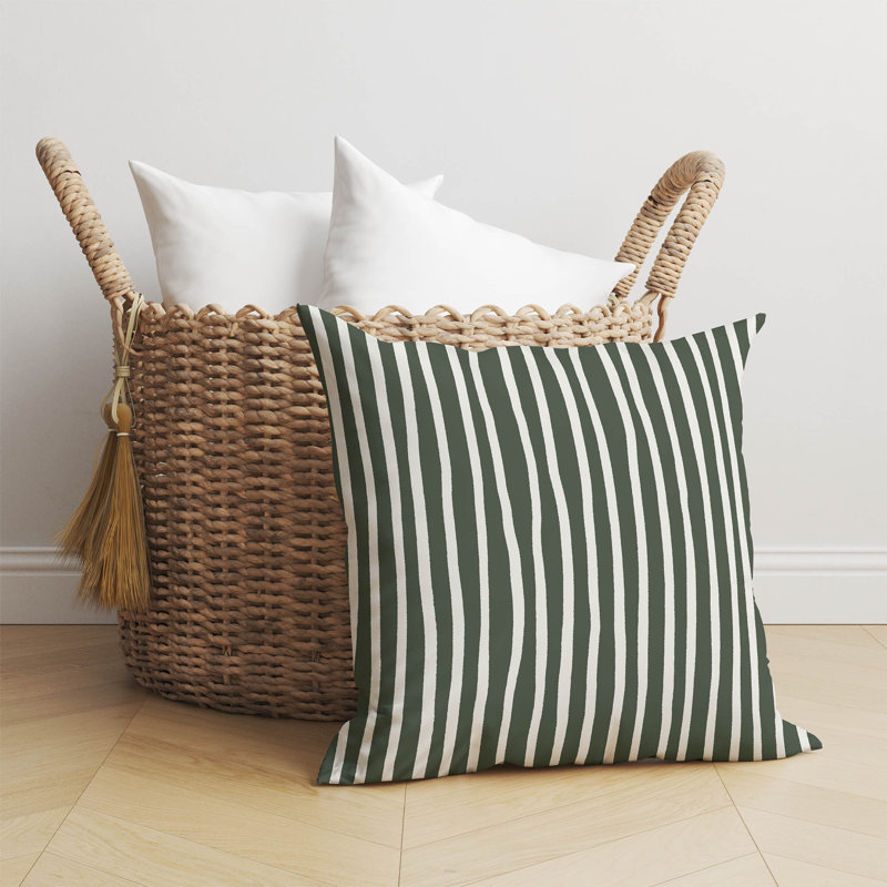 Coussin Ribbon Play, H 16 po x l 16 po, Chimichurri / rayé vert
