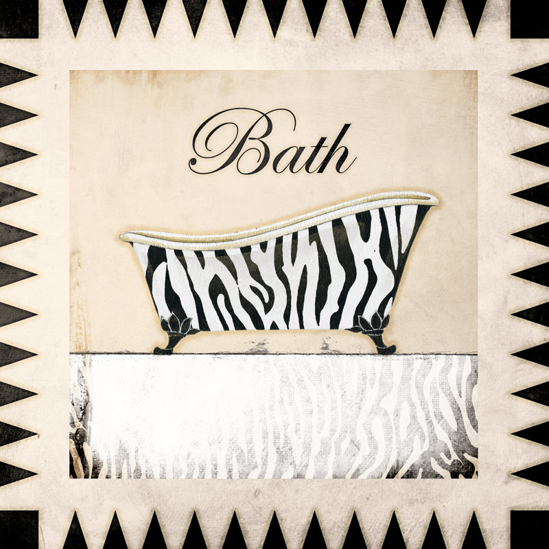 Zebra Bath Cream - Wrapped Canvas Print, 30cm H x 30cm W x 3.8cm D