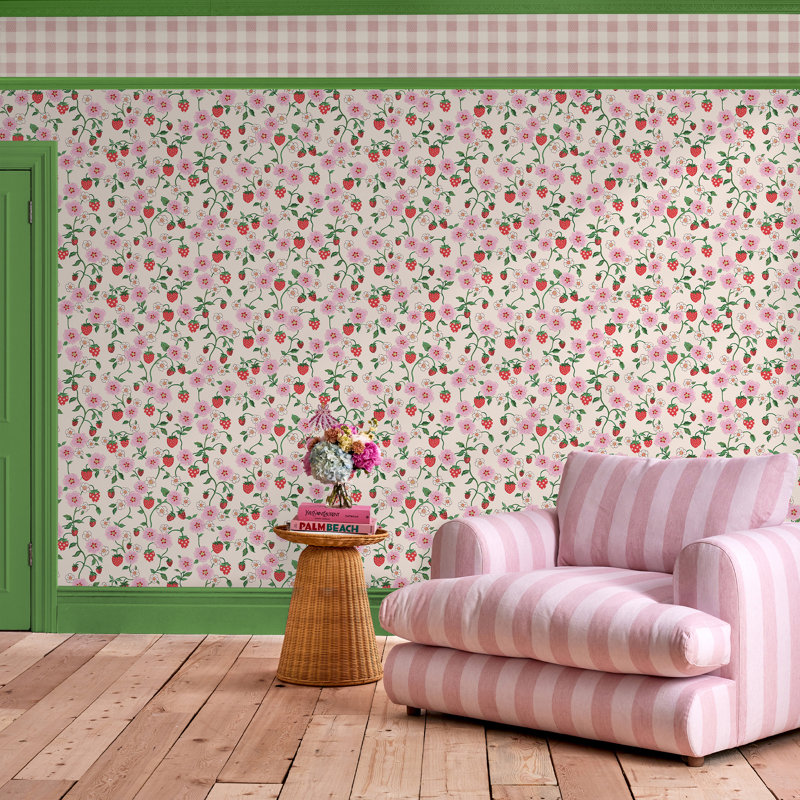 Cath Kidston Strawberry Floral Wallpaper, Pink