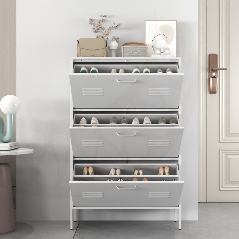 Élégant étagère à chaussures avec tiroirs, brun rustique, solution de rangement compacte et durable