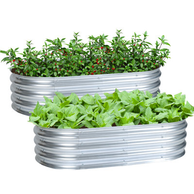Galvanized Raised Garden Bed Silver