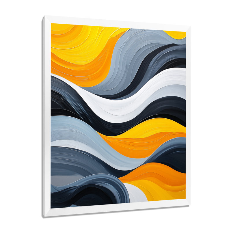 Oefiline - art mural abstrait, salon, H 40 po x l 30 po, Reproduction encadrée sans passe-partout, Blanc
