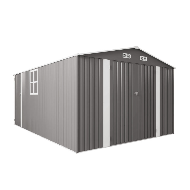 Remise de rangement en métal durable, style moderne avec portes verrouillables pour la cour