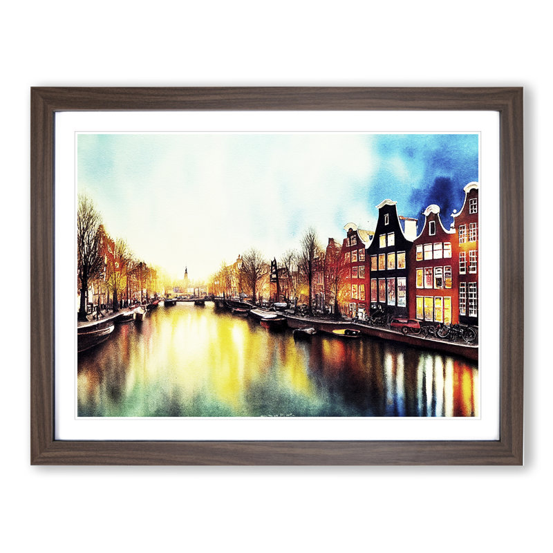 Amsterdam Canal Watercolour - Single Picture Frame Print