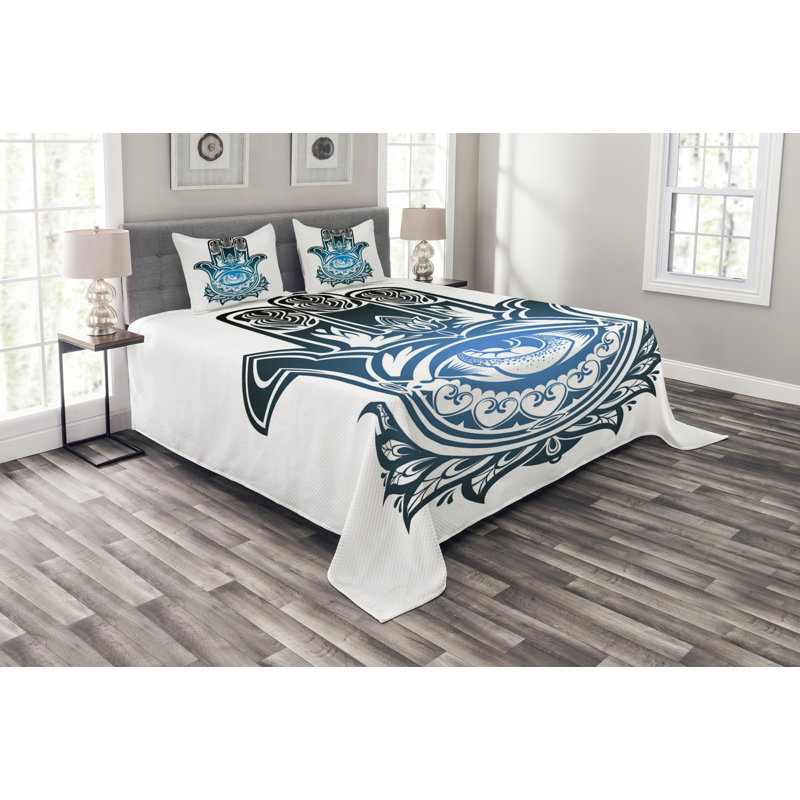 Adlar Polyester No Pattern Bedspread with Pillow Shams, 220 x 264 cm Bedspread - 2 Shams