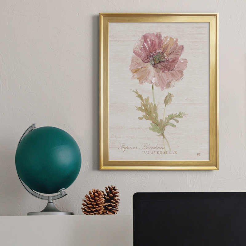 Soft Poppy - peinture sur toile encadrée, Or, H 22,5 po x l 30,5 po x P 1,5 po