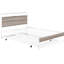 Structure de lit double en métal avec couchette, ports et lattes. Couleur blanche. Tout imprégnant. Aucun sommier tapissier requis pour le support de la chambre à coucher en blanc. Excellent. Nécessaire-2077315427
