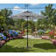 Parasol de table de patio 9 pi noir et blanc avec 8 nervures durables et un poteau épais de 1,5 pouce, structure stable pour une utilisation extérieure à long terme.