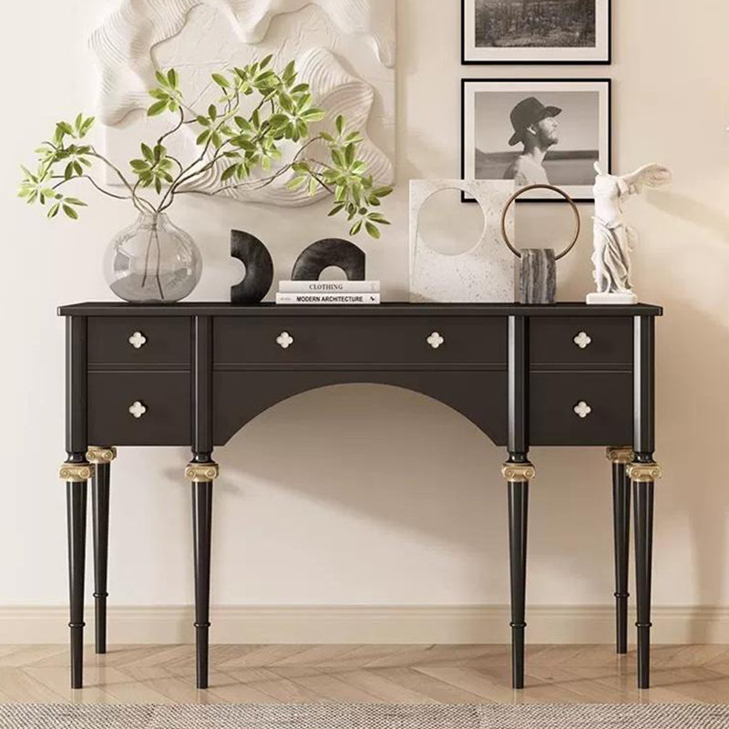 Console de style européen simple et moderne, Noir, H 31,5 po x l 59 po x P 15,7 po