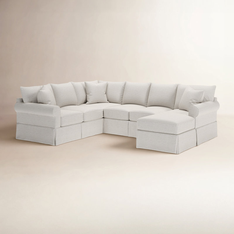 Canapé modulaire 3 pièces Friedman, Canvas Macarena gris pâle, Orienté à droite