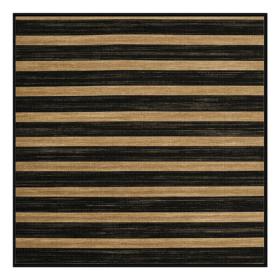 Tapis noir à rayures horizontales lavable à la machine