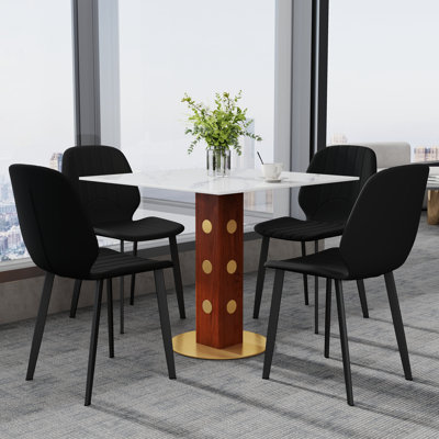 Table de conférence carrée en pierre 33,46 po et 4 chaises Tisa