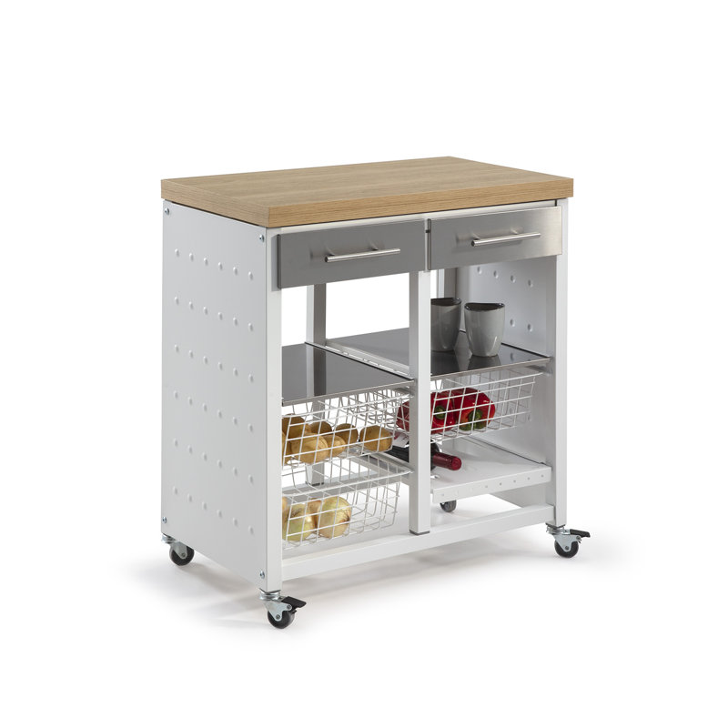 Nedra 71cm W Kitchen Island and with Locking Wheels