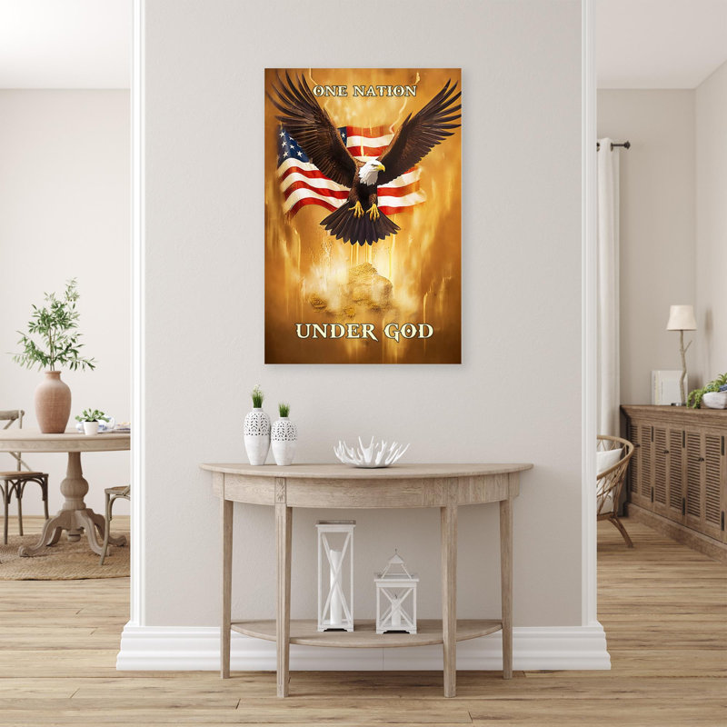 Avenal Usa One Nation Under God - 1 pièce, impression sur toile tendue sur toile tendue, L 11 po x H 14 po
