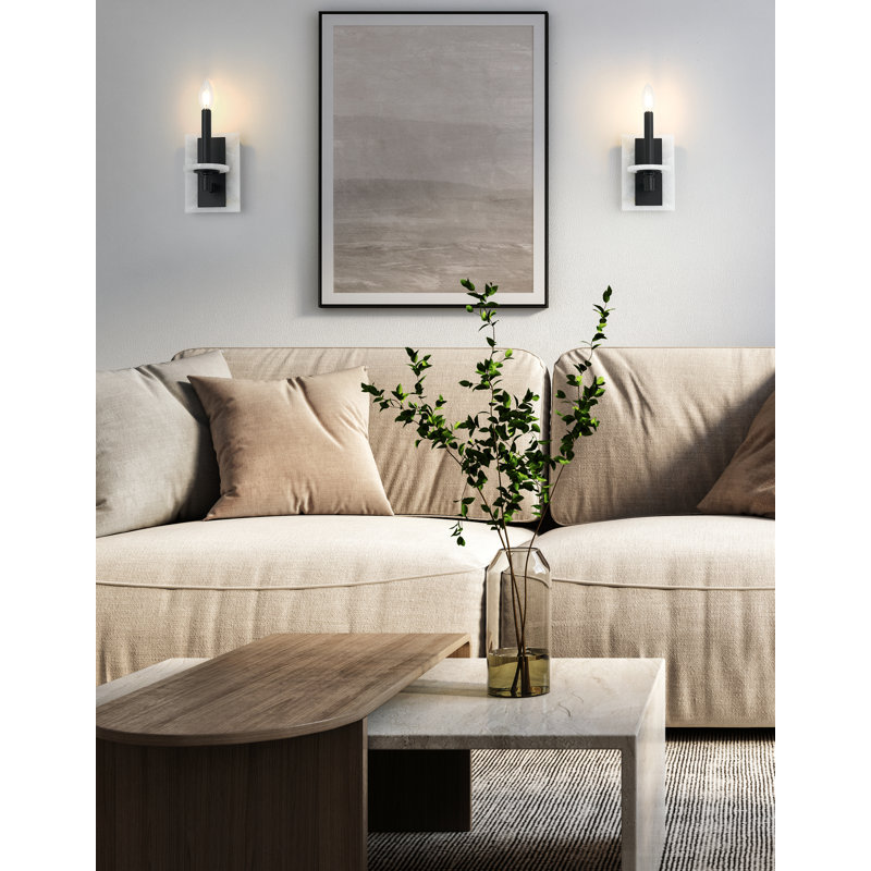 Applique murale moderne Burdine, Une lumière, H 9 po x l 5 po x P 5,75 po, Noir mat