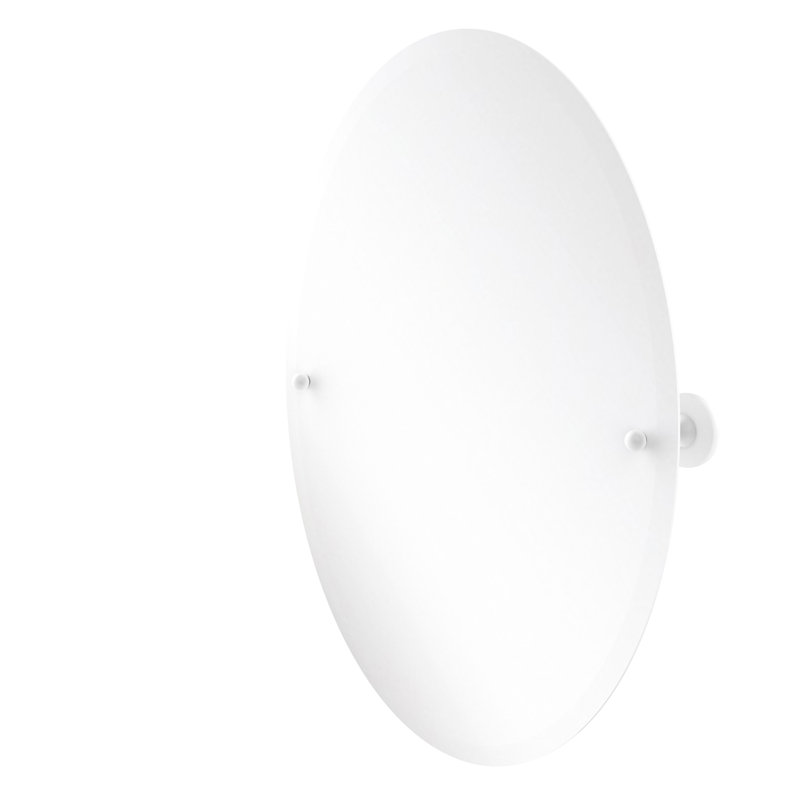 Gober Metal Wall Mirror, Matte White, 28.5 H x21 W x 3.6 D