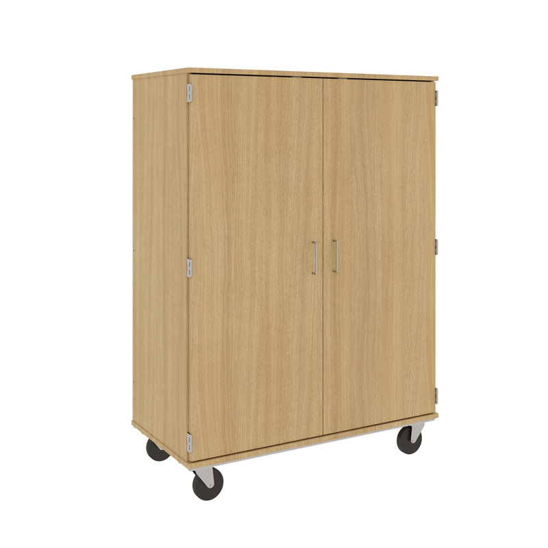 Armoire de salle de classe à 8 compartiments avec roulettes, Chêne Door County
