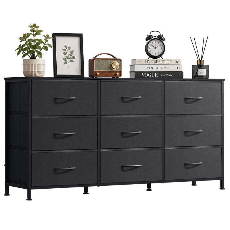 Meuble télé pour commode 9 tiroirs, commode 9 tiroirs, Noir
