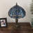 Varley Tiffany Table Lamp Blue Stained Glass Dragonfly LED Bulb Included 12"W*12"D*19"H