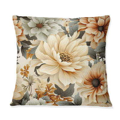 «Neutral Tones Essence Buttercup Floral» - coussin décoratif imprimé floral