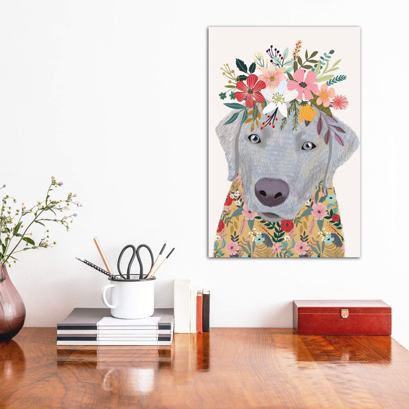 Labrador par Mia Charro - impression d'art graphique, Toile tendue, H 18 po x l 12 po x 1,5 po
