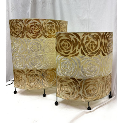 Hand Made Oval Shell Table Lamp Set