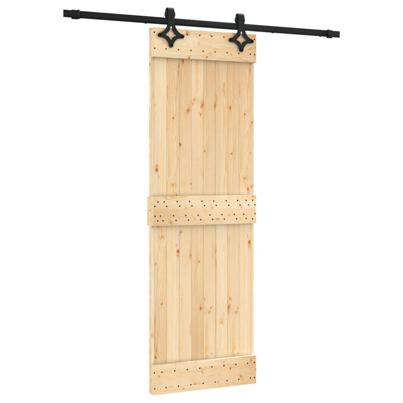 Porte coulissante avec quincaillerie Vidaxl, 27,6 po x 82,7 po, Noir/naturel