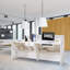 Bureau de réception moderne 86,8 po avec motif en marbre, tiroir verrouillable et plateau à clavier - Réception spacieuse pour le bureau, l'hôtel, le restaurant et la salle de réunion-1388774974-1389605316