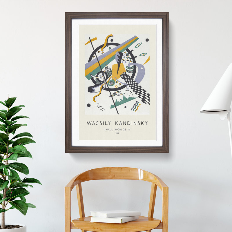 Small Worlds IV by Wassily Kandinsky - Picture Frame Painting, 48cm H x 36cm W x 2cm D, Walnut