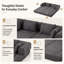 Canapé-lit en chenille convertible 78,7 pouces avec 2 coussins de dossier et 2 coussins décoratifs. Accoudoirs amovibles. Ressorts ensachés en mousse haute densité. Aucun assemblage requis pour le salon et l'espace pour les invités (noir)