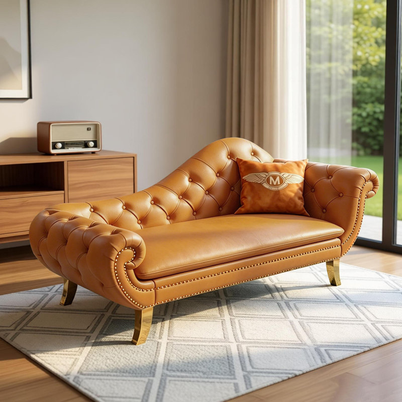 Chaise longue de loisirs en cuir de luxe, Orange